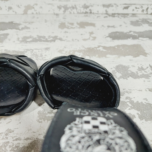 New Vince Camuto Brelanie Black Woven Leather Square Toe Heeled Sandals X233 - Picture 8 of 13